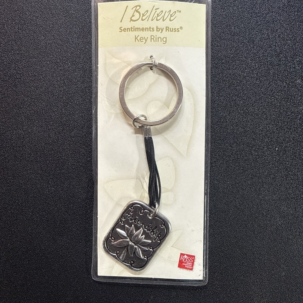 Friendship Key Ring I Believe Sentiments By Russ Metal Silver Flower